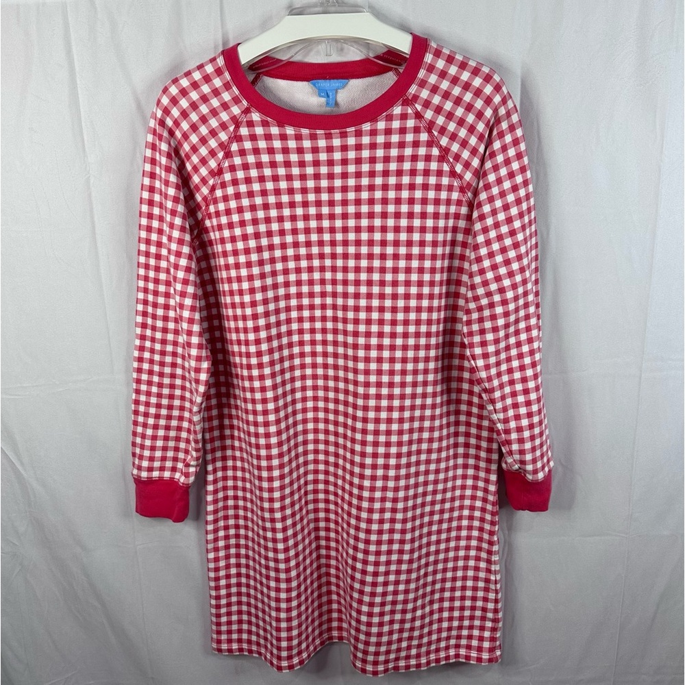 Draper James Pink and White Gingham Long Sleeve Dress